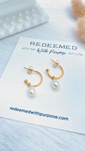 Load image into Gallery viewer, Pearl Drop Hoop - Redeemed With Purpose