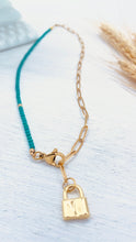 Load image into Gallery viewer, Turquoise & Lock Necklace - Redeemed With Purpose