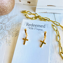Load image into Gallery viewer, 18K Cross Hoops - Redeemed With Purpose