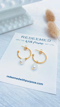 Load image into Gallery viewer, Pearl Drop Hoop - Redeemed With Purpose
