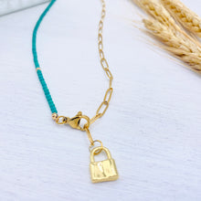 Load image into Gallery viewer, Turquoise &amp; Lock Necklace - Redeemed With Purpose
