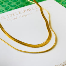 Load image into Gallery viewer, Waterproof Gold Plated Herringbone Necklace - Redeemed With Purpose
