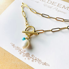 Load image into Gallery viewer, 18K Paperclip Toggle Pearl Necklace - Redeemed With Purpose

