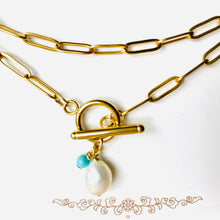 Load image into Gallery viewer, 18K Paperclip Toggle Pearl Necklace - Redeemed With Purpose
