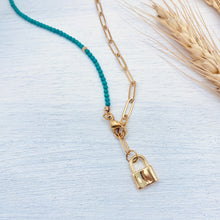 Load image into Gallery viewer, Turquoise &amp; Lock Necklace - Redeemed With Purpose
