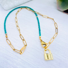 Load image into Gallery viewer, Turquoise &amp; Lock Necklace - Redeemed With Purpose
