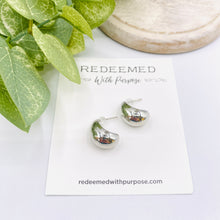 Load image into Gallery viewer, Rhodium Plated Dome Drop - Redeemed With Purpose
