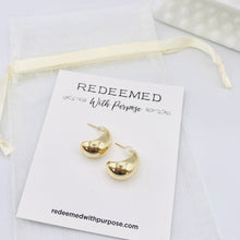 Load image into Gallery viewer, Rhodium Plated Dome Drop - Redeemed With Purpose
