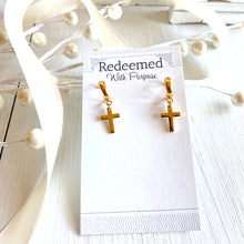 Load image into Gallery viewer, 18K Cross Hoops - Redeemed With Purpose
