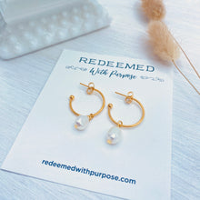 Load image into Gallery viewer, Pearl Drop Hoop - Redeemed With Purpose
